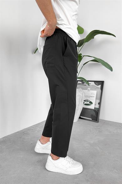 Siyah Patch Detay Paraşüt Boyfriend Pantolon