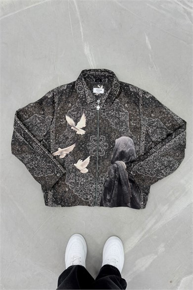 Siyah Pigeon Premium Baskılı Tasarım Ceket
