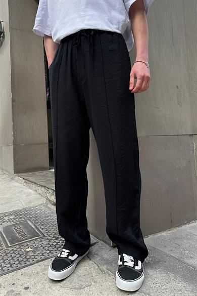 Siyah Pileli Beli Lastikli PH Relaxed Pantolon