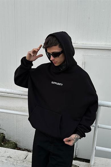 Siyah Plenty HAFKA PREMİUM 3 İplik Şardonlu Oversize Sweatshirt