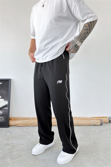 Siyah PM Nakışlı Baggy Eşofman