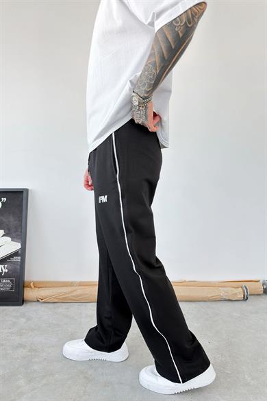 Siyah PM Nakışlı Baggy Eşofman