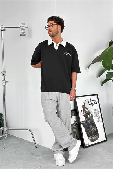 Siyah Polo Yaka  Sailing PH Oversize Tişört