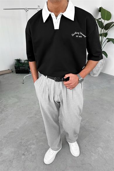 Siyah Polo Yaka  Sailing PH Oversize Tişört