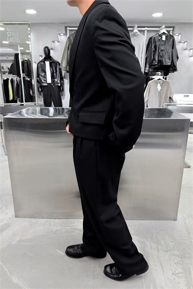 Siyah Premium Basic Boxy Fit Takım Elbise