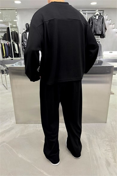 Siyah Premium Basic Oysh Kumaş Oversize Eşofman Takımı