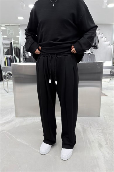 Siyah Premium Basic Oysh Kumaş Oversize Eşofman Takımı
