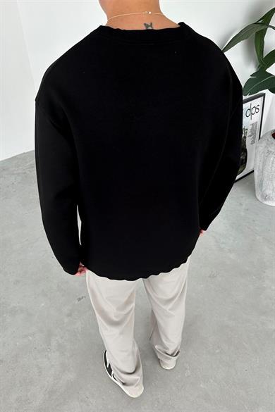 Siyah Premium Basic Uzun Kollu Relaxed Tişört