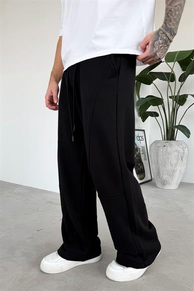 Siyah Premium Patch Detay Baggy Eşofman
