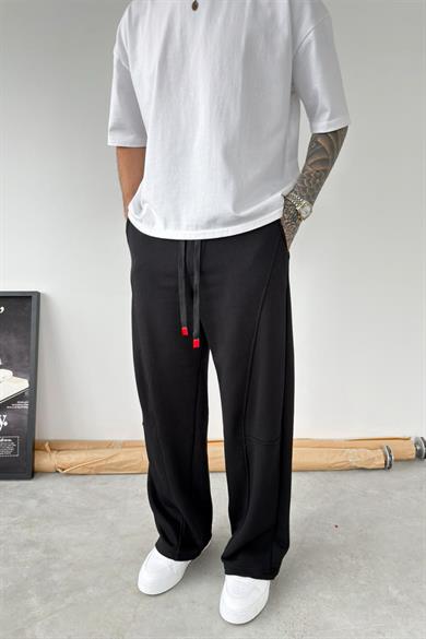 Siyah Premium Patch Detaylı Baggy Eşofman