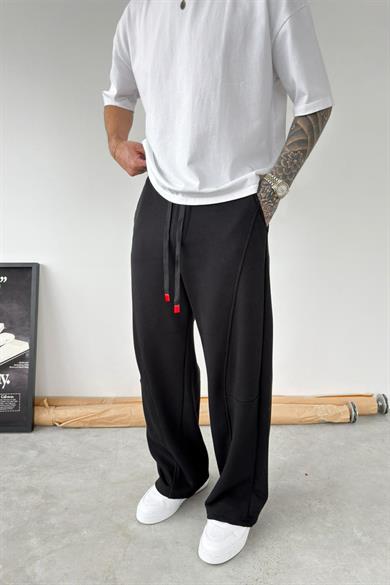 Siyah Premium Patch Detaylı Baggy Eşofman