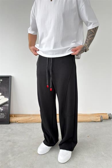 Siyah Premium Patch Detaylı Baggy Eşofman