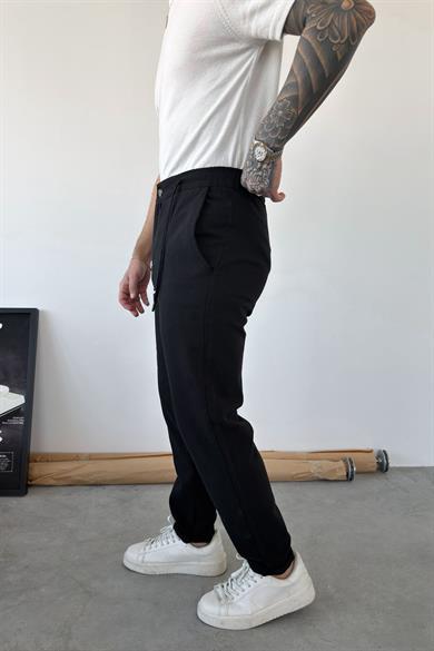 Siyah Premium Regular Keten Pantolon