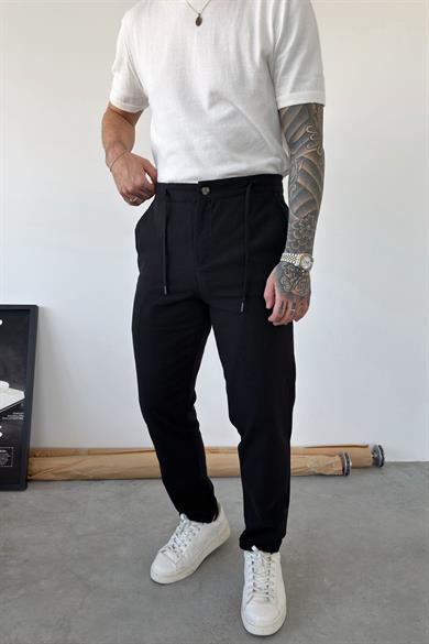 Siyah Premium Regular Keten Pantolon