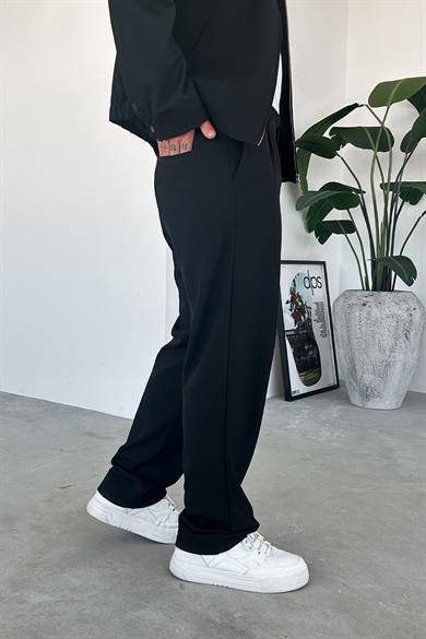 Siyah Premium Relaxed Fit Kumaş Pantolon