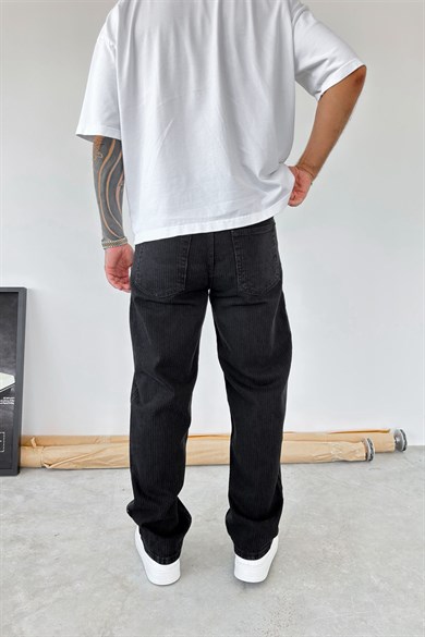 Siyah Premium Tasarım Baggy Fit Pantolon