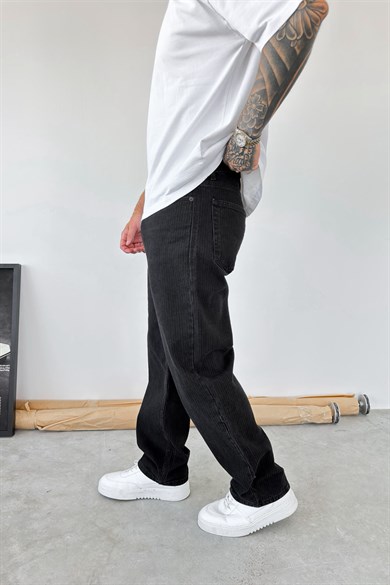 Siyah Premium Tasarım Baggy Fit Pantolon