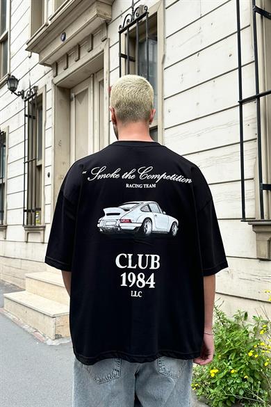 Siyah Racing Club OUTPLENTY PREMİUM Oversize Tişört
