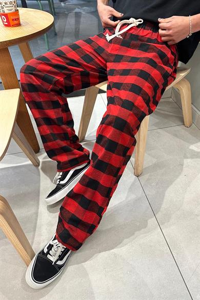 Siyah Rahat Kalıp Ekose Desen   02 PM Baggy Eşofman