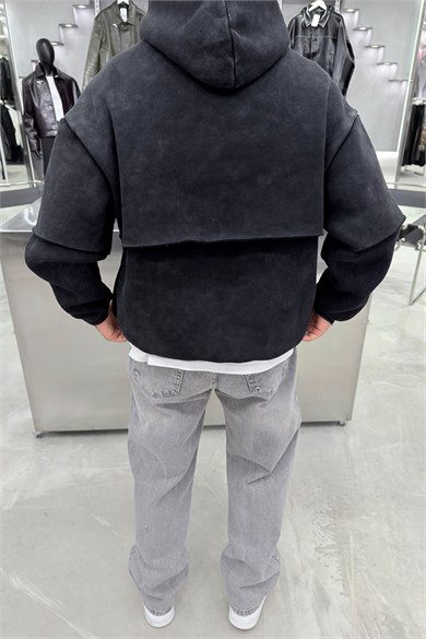 Siyah Ravege Studio Yıkamalı Oversize Sweatshirt