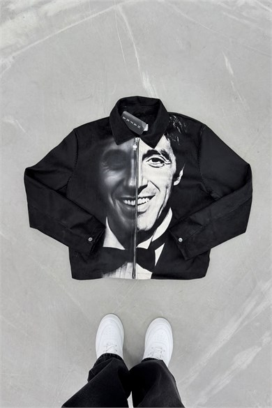 Siyah Scarface Premium Baskılı Tasarım Ceket