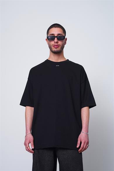 Siyah Siyah Dokulu Beyond MH Oversize Tişört