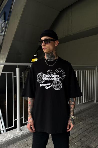 Siyah Siyah Etiquette PM Oversize Tişört