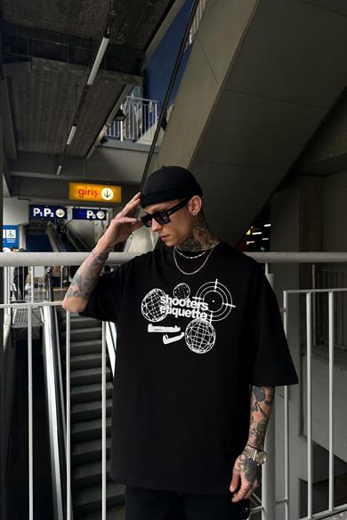 Siyah Siyah Etiquette PM Oversize Tişört