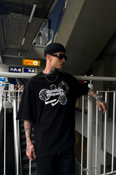 Siyah Siyah Etiquette PM Oversize Tişört