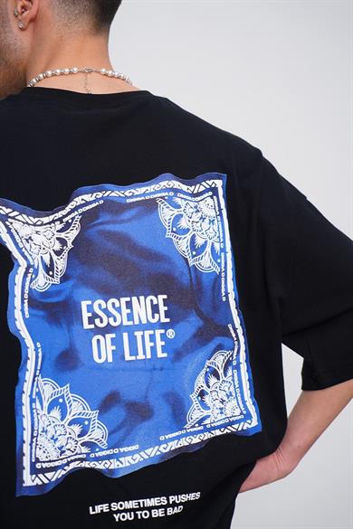 Siyah Siyah Etnik Of Life EE Oversize Tişört