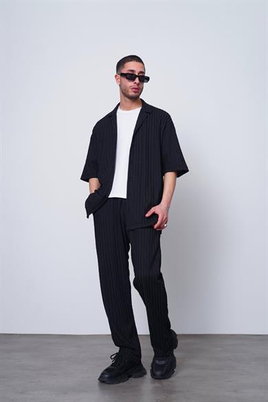 Siyah Siyah Fitilli 04 MH Oversize Gömlek