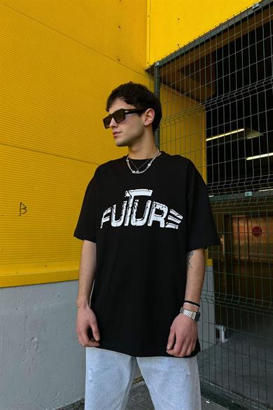 Siyah Siyah Future Oversize Tişört