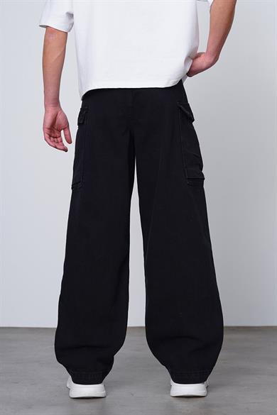 Siyah Siyah Kargo Cepli Z7 GD Baggy Pantolon