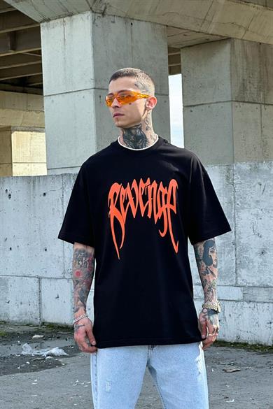 Siyah Siyah Revenge Oversize Tişört