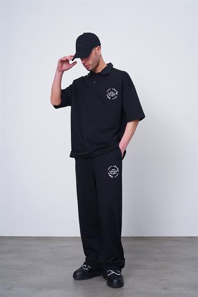 Siyah Siyah Tokyo EE Oversize Polo Yaka