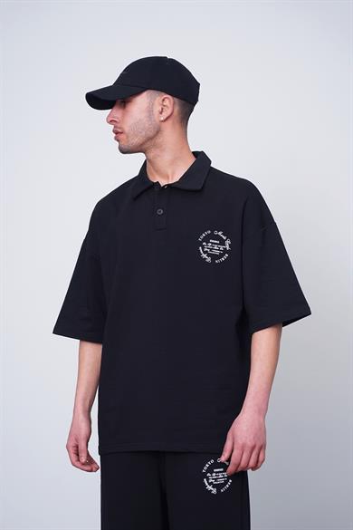 Siyah Siyah Tokyo EE Oversize Polo Yaka