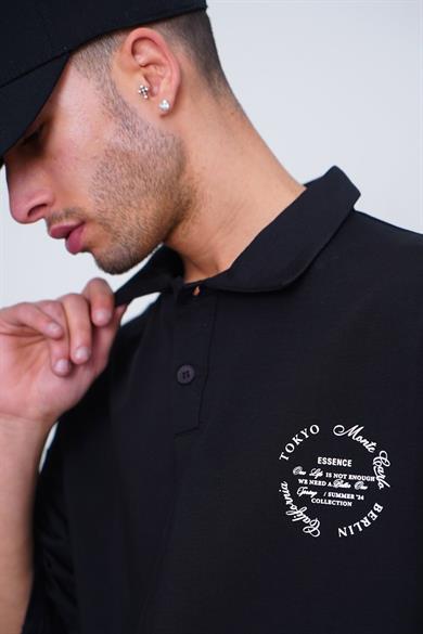 Siyah Siyah Tokyo EE Oversize Polo Yaka