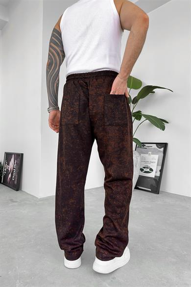 Siyah Soft Fit Batik Desen Baggy Pantolon