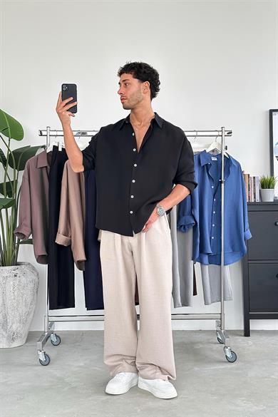 Siyah Soft Premium Oversize Gömlek