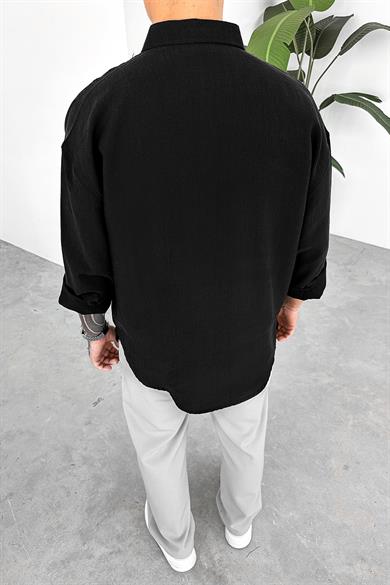 Siyah Soft Premium Oversize Gömlek