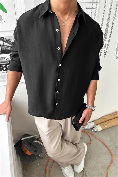 Siyah Soft Premium Oversize Gömlek