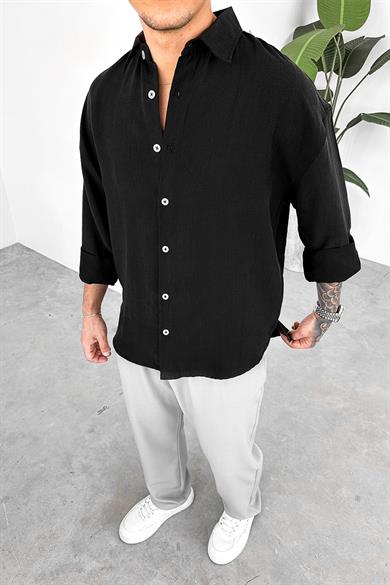 Siyah Soft Premium Oversize Gömlek