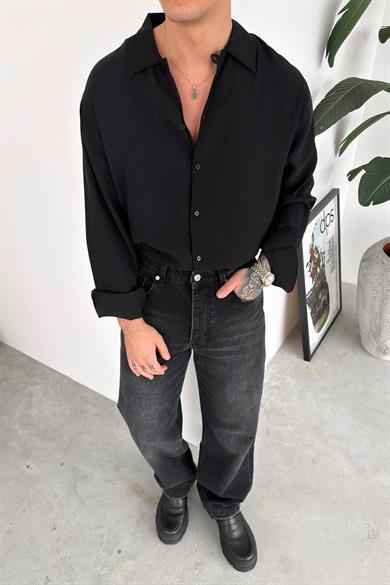 Siyah Soft Premium Relaxed Gömlek