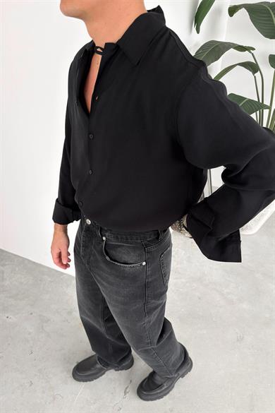 Siyah Soft Premium Relaxed Gömlek