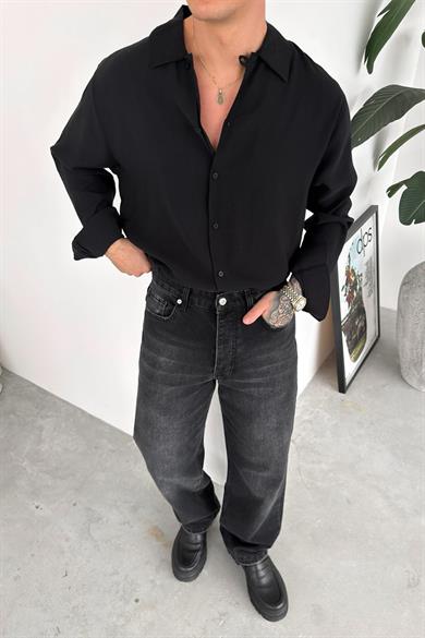 Siyah Soft Premium Relaxed Gömlek