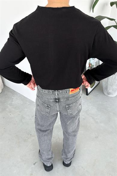Siyah Softline Düğmeli Yaka Tişört