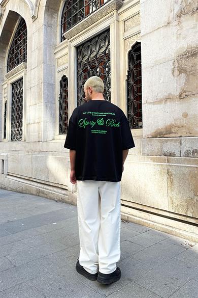 Siyah Sporty OUTPLENTY PREMİUM Oversize Tişört