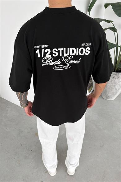 Siyah Studios Baskılı Premium Oversize Tişört
