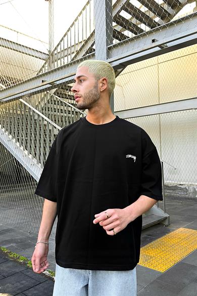 Siyah Stüss Designs OUTPLENTY PREMİUM Oversize Tişört