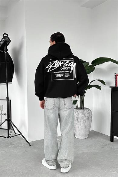 Siyah Stüss Designs Oversize Sweatshirt